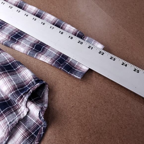 BeachLunchLounge Plaid Pullover Wmns XS 3/4 Button Up Collared Pockets Beachy - Picture 8 of 11